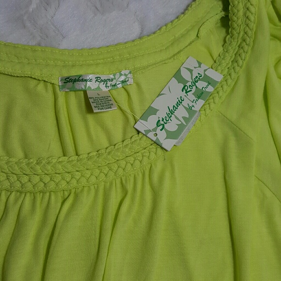 NWT Stephanie Rogers lime green top size L - Picture 3 of 5